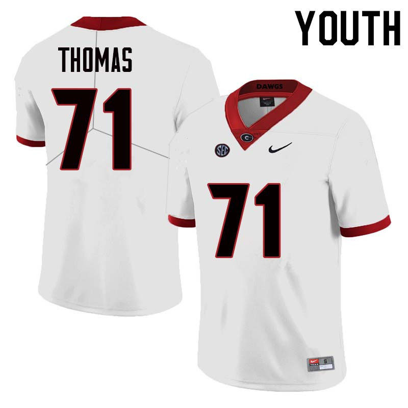 Georgia Bulldogs Youth Andrew Thomas #71 White Stitched College UGA Football Jersey 23AX016FS